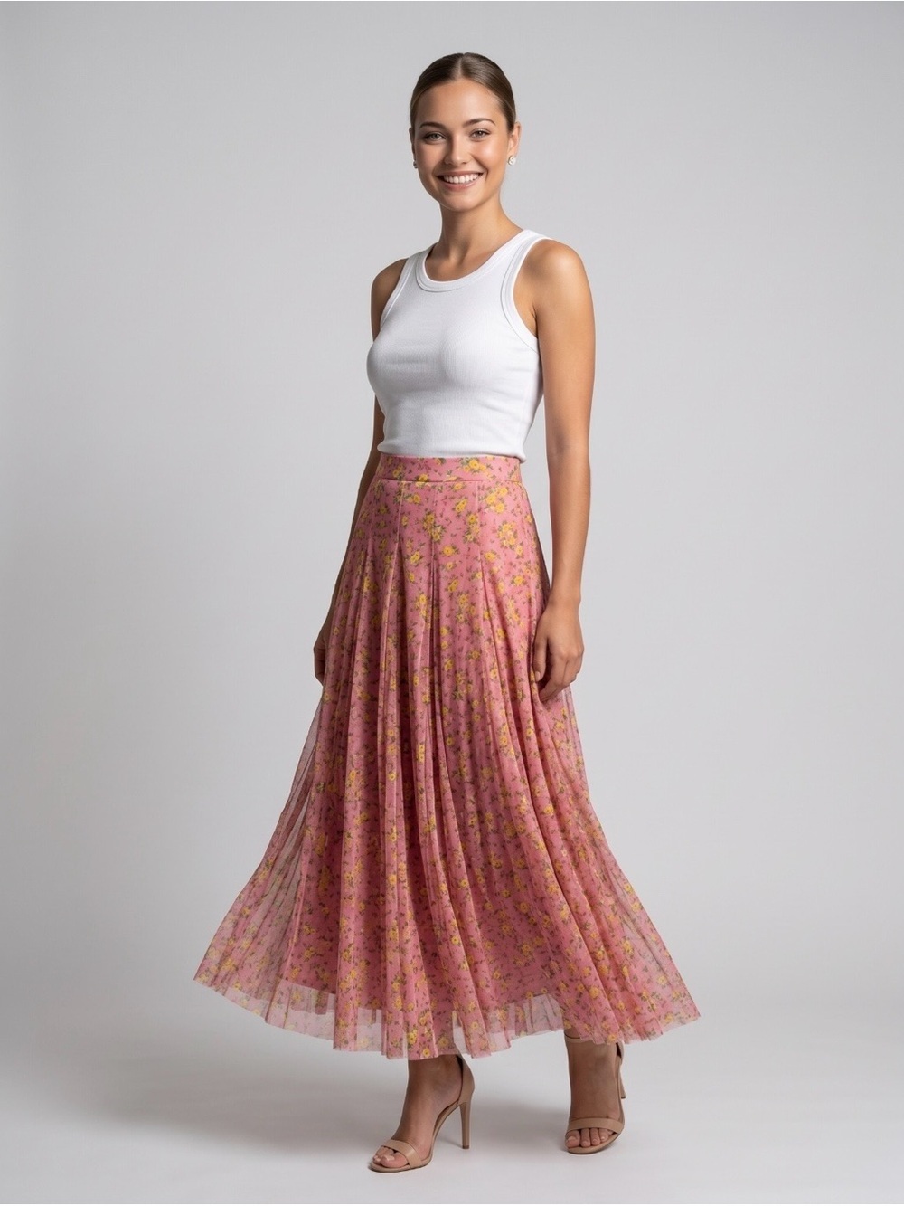 🌻Philosophy di Lorenzo Serafini Whimsical pink floral tulle skirt